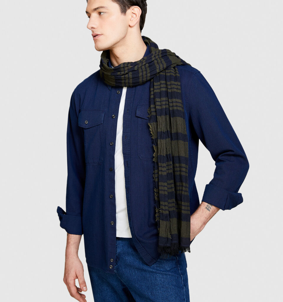 Striped scarf - null - Military Green | Sisley image number 3